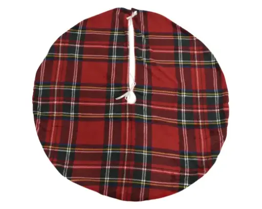 [439757] Decoris | Kersttapijt Boomtapijt Geruit Ø100cm
