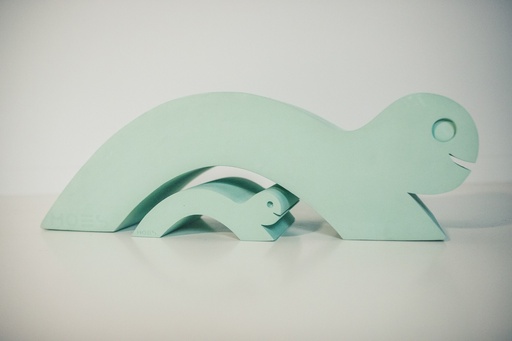 [414435] Moes Play | Schommelfiguur Schildpad + Babyschildpad Groen EVA Foam +12m