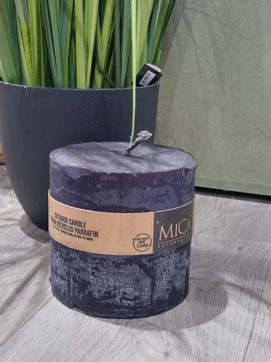[440676] Mica | Kaars Rond Tuinkaars Zwart 15x15cm