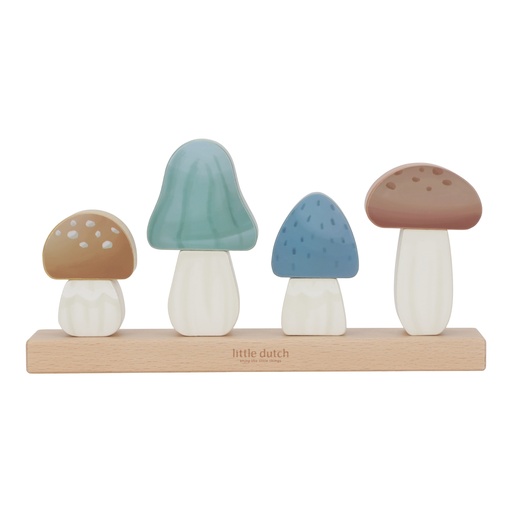 [490638] Little Dutch | Stapelpyramide Forest Friends Paddenstoelen Stapelaar Hout +12m