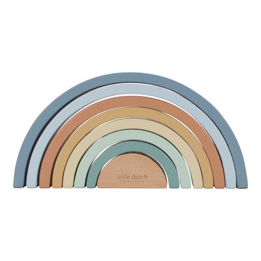[490659] Little Dutch | Stapelpyramide Forest Friends Regenboogstapelaar Hout Blauw +12m