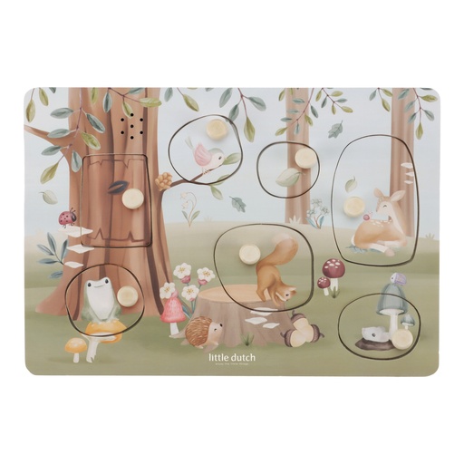 [490671] Little Dutch | Puzzel Forest Friends Geluidenpuzzel Hout +12m
