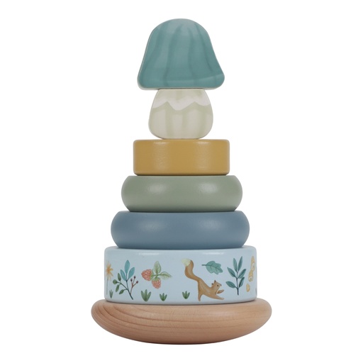 [490674] Little Dutch | Stapelpyramide Forest Friends Paddenstoel Tuimelstapelaar Hout Blauw +12m