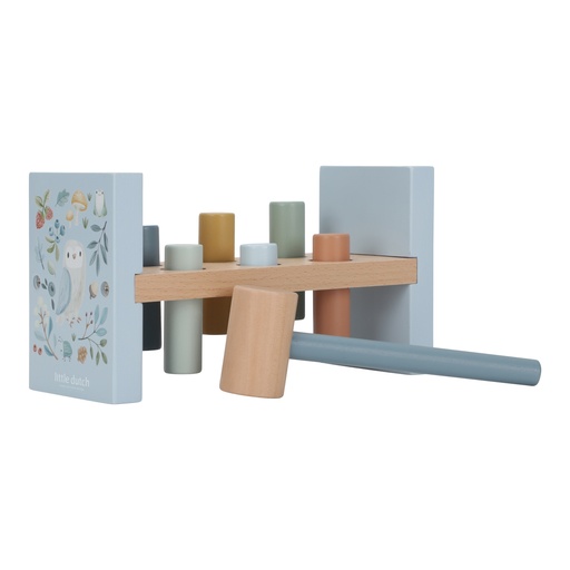 [490687] Little Dutch | Educatief Speelgoed Forest Friends Hamerbank Hout Blauw +12m