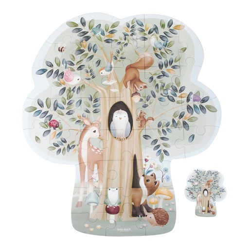 [490695] Little Dutch | Vloerpuzzel Forest Friends Blauw +48m