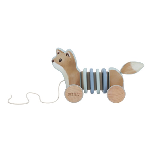 [490711] Little Dutch | Trekfiguur Forest Friends Vos Blauw Hout +0m