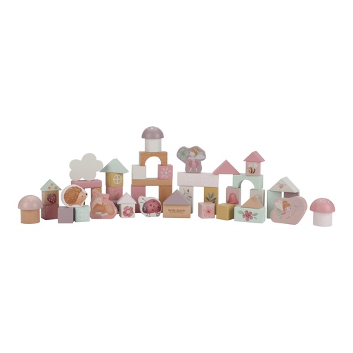 [490684] Little Dutch | Bouwblokken Fairy Garden Hout Roze +24m