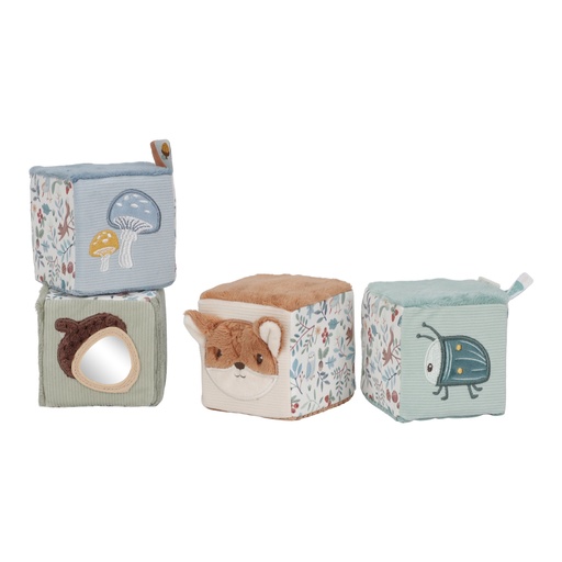 [490613] Little Dutch | Blokken Forest Friends Zachte Blokkenset Textiel Blauw +0m
