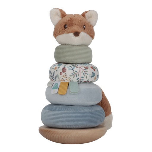 [490625] Little Dutch | Stapelpyramide Forest Friends Vos Tuimelstapelaar Blauw Hout/Textiel +12m