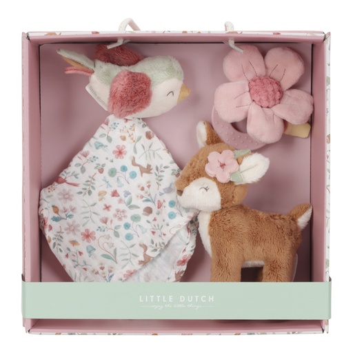 [490511] Little Dutch | Giftset Fairy Garden Pluche Knuffel/Knuffeldoek/Ringrammelaar Roze +0m