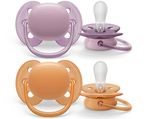 [500175] Avent | Fopspeen Ultra Soft Grijs/Oranje +6M  2-pack