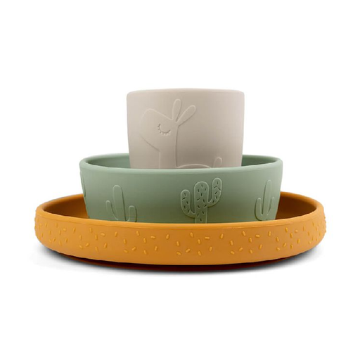 [430220] Done By Deer | Eetset Lalee Stick & Stay Dinner Set  Siliconen Plat Bord/ Kom/Drinkbeker 3-pack