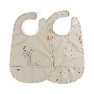 [430237] Done by Deer | Slabbetje Lalee Velcro met Kruimelvanger Sand 2-pack