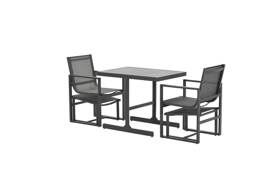 [399501] TUINSET, Lake Alabama, balkonset, carbon black/antraciet, 5 delen: 2 stoelen/2 voetbanken/tafel, aluminium, textileen