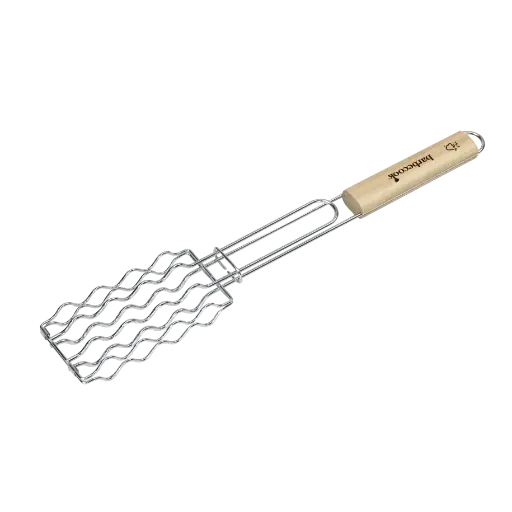 [21542] Barbecook | Rooster Worstenklem Verchroomd Staal Met Handvat In Rubberhout 8x2,5x51cm