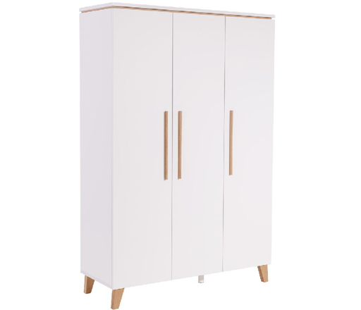 [372257] KAST, 3 deurs, White, Vito Mira, wit/bruin, 130x200x53cm, spaanderplaat