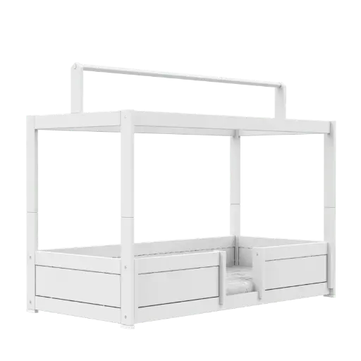 [148274] BED, Hemelbed met dakframe, 4 in 1, incl rolbodem, witgelakt, MDF, L200xB90xH100cm, 47611-10 