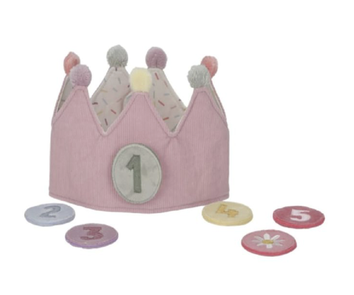 [485043] Little Dutch | Verjaardagskroon Roze Verwisselbare Cijfers Van 1 T/m 5