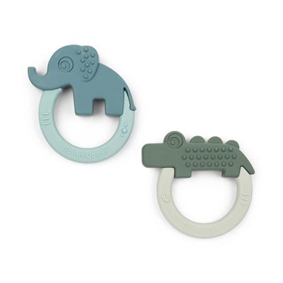 [430947] Done by Deer | Bijtring Deer Friends Siliconen Green/Blue +0m 2-pack