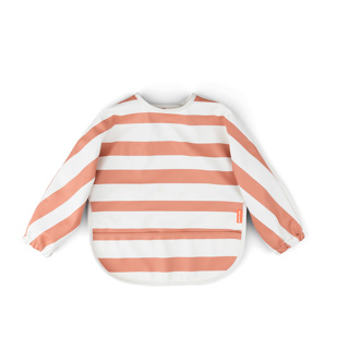 [456628] Done by Deer | Slabbetje Sleeved Pocket Bib Stripes Papaya