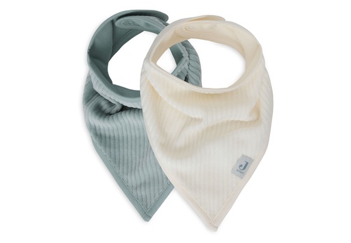[510710] Jollein | Slabbetje Bandana Velvet Rib Sea Green/Ivory 2-pack