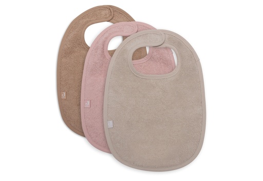 [510715] Jollein | Slabbetje Badstof Velcrosluiting Wild Rose/Nougat/Biscuit 3-pack