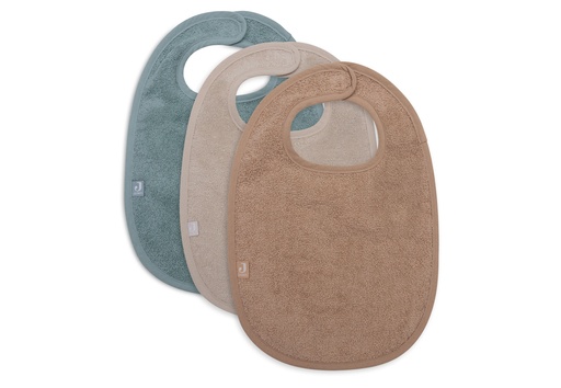 [510717] Jollein | Slabbetje Badstof Sea Green/Nougat/Biscuit Velcrosluiting 3-pack
