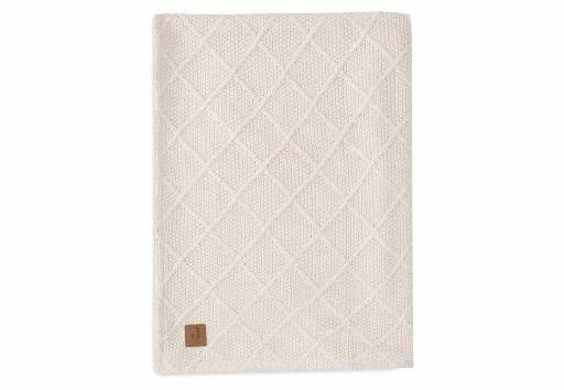 [510833] Jollein | Deken Check Knit Oatmeal Tricot/Teddy Fleece Ecru 100x150cm