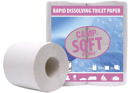 [510899] Stimex | Kampeerartikel Toiletpapier Camp-Soft Snel Oplossend 250 Vellen 4-pack