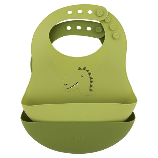 [485561] Trixie | Slabbetje Mr. Dino Siliconen Groen 2-pack