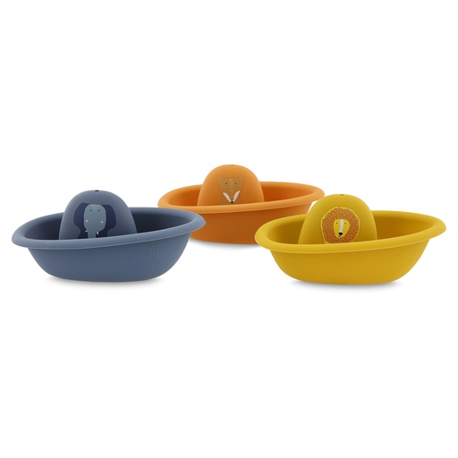 [485511] Trixie | Badspeelgoed Badbootjes Stapelbaar Oranje/Geel/Blauw 3-Pack 