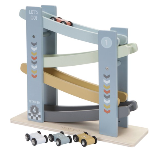 [511114] Little Dutch | Rollerbaan Cars Hout Blauw +18m