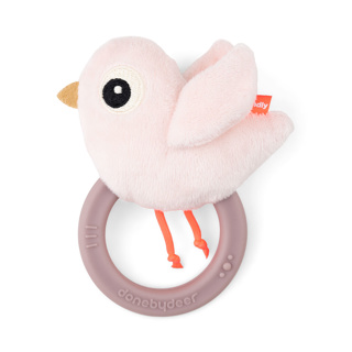 [456695] Done By Deer | Rammelaar/Bijtring Sensory Rattle Birdee Powder Siliconen/Textiel Roze +0m