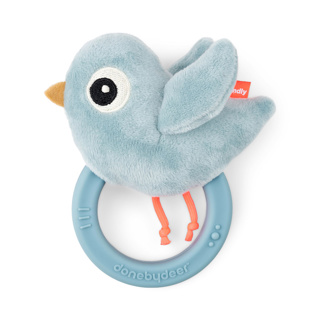 [456696] Done By Deer | Rammelaar/Bijtring Sensory Rattle Birdee Blue Siliconen/Textiel Blauw +0m