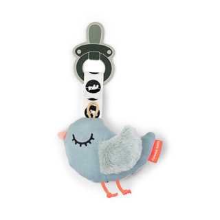 [456702] Done By Deer | FOPSPEENDOEKJE, Cozy Keeper, Birdee, blue, blauw, vogel, 10 x 13.5, vr fopspeen met ring, 24