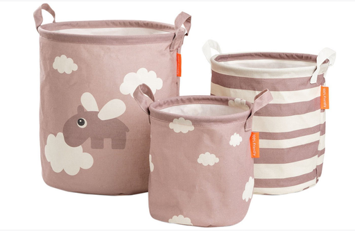 [456712] MAND, vr speelgoed, Storage Basket Set, Happy Clouds, powder, rond, PE coated canvas, 3 stuk(s), opbergen, 2024