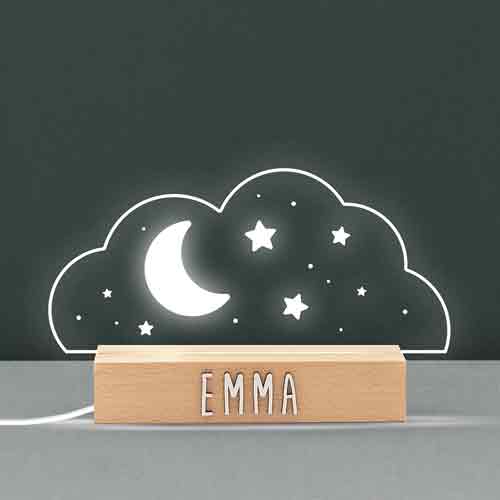 [518404] Artige | Lamp Vintiun Cielo Led USB-Poort Houten Voet Transparant Diplay Zelfklevende Letters