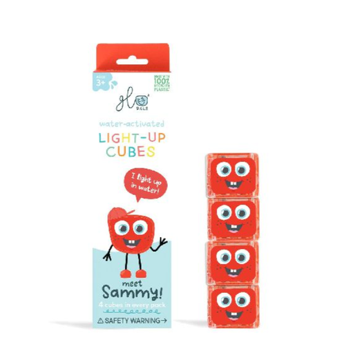 [482457] Glo Pals | Badspeelgoed Light Up Sensory Cubes Sammy Rood