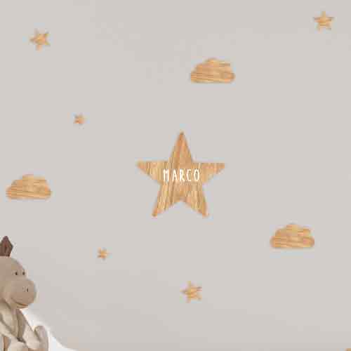 [518635] Vintiun | Wanddecoratie Ster Incl. Zelfklevende Letters  