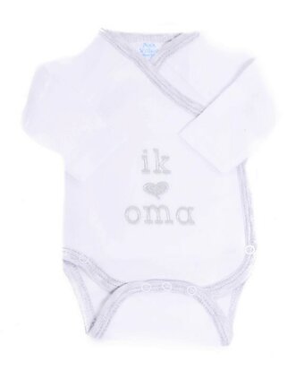 [306142] PetitVillain | Geboortebody Ik Hou van Oma Lange Mouw Wit/Grijs M50-62