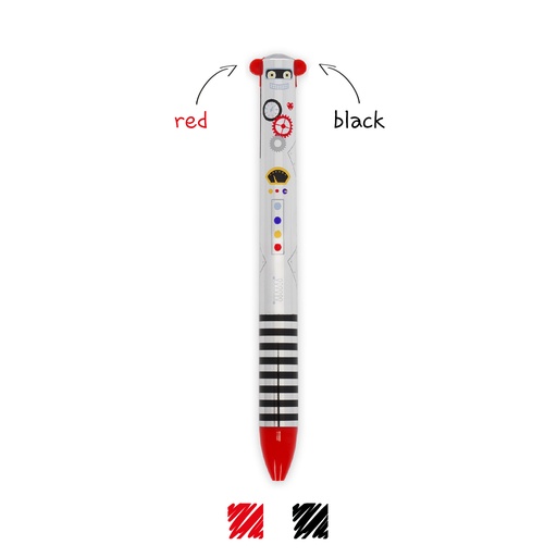 [521124] Legami | Balpen Click&Clack Robot Twee Kleurig Rood/Zwart