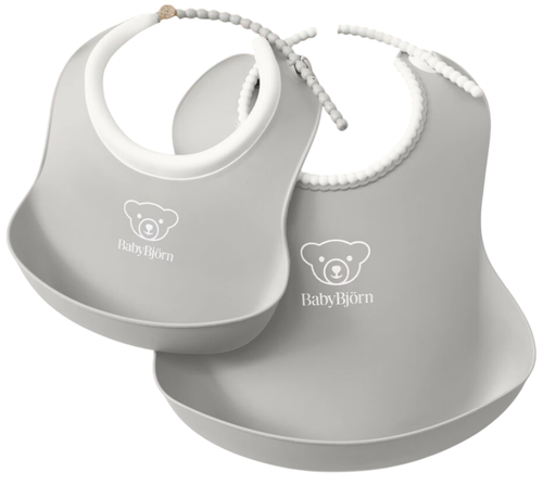 [460802] Babybjorn | Slabbetje met Opvangbakje Grijs/Pastel 2st