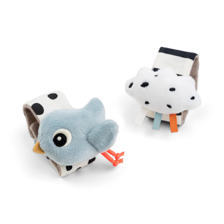 [477972] Done by Deer | Rammelaar Wrist Rattle Happy Clouds Blue 2-pack