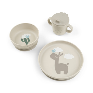 [478050] EETSET, Foodie Dinner Set, Lalee, sand, print lama/print cactus, PP, 3 delig: plat bord, kom, drinkbeker, 2024