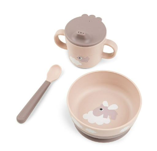 [478056] Done by Deer | Eetset Foodie First Meal Set Happy Clouds Powder Roze 3-delig