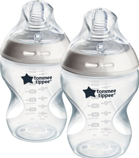 [257146] Tommy Tippee | Breedhalsfles Siliconen Speen 1 Gaatje 0m+ Twin Pack PP 260ml 2-pack