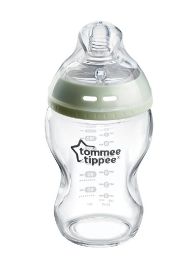 [257149] BREEDHALSFLES xl, glas, 250 ml, siliconen speen, 1 gaatje, 0m+, per stuk