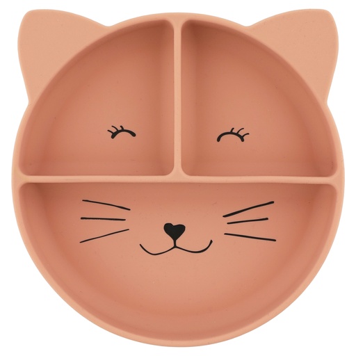 [485527] Trixie | Plat Bord met Vakverdeling/Zuignap Mrs. Cat Siliconen Roze 22x22x3.5cm