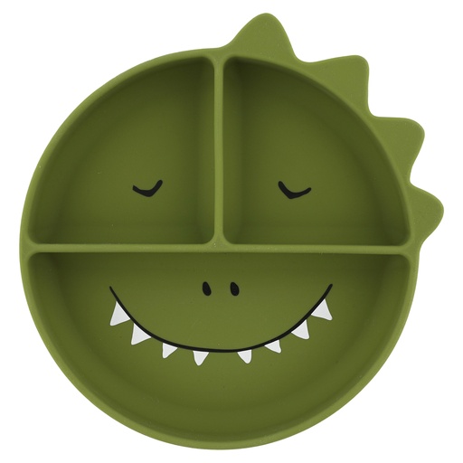 [485524] Trixie | Plat Bord met Vakverdeling/Zuignap Mr. Dino Siliconen Groen 22X22X3,5cm