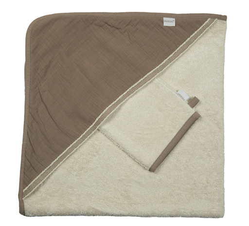 [530982] Pericles | Badcape + Washandje Chocolate Bruin 80x80cm